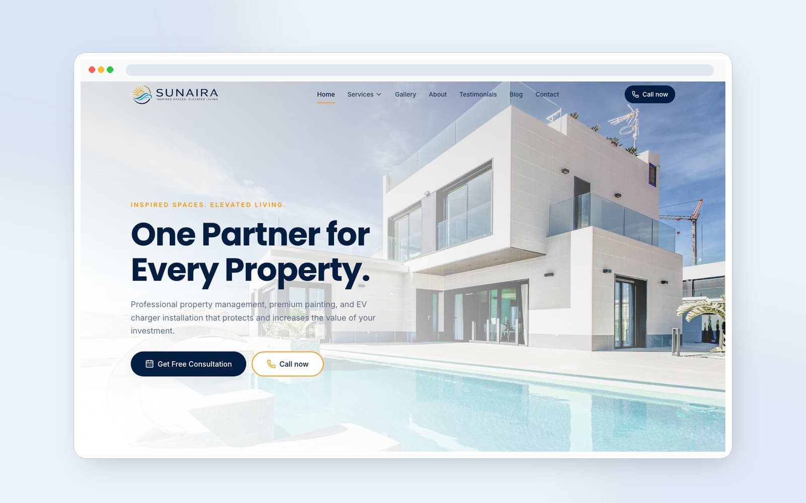 Sunaira Homes website — Inspired Spaces, Elevated Living