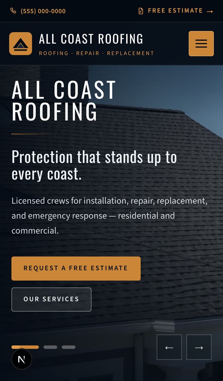 All Coast Roofing mobile view