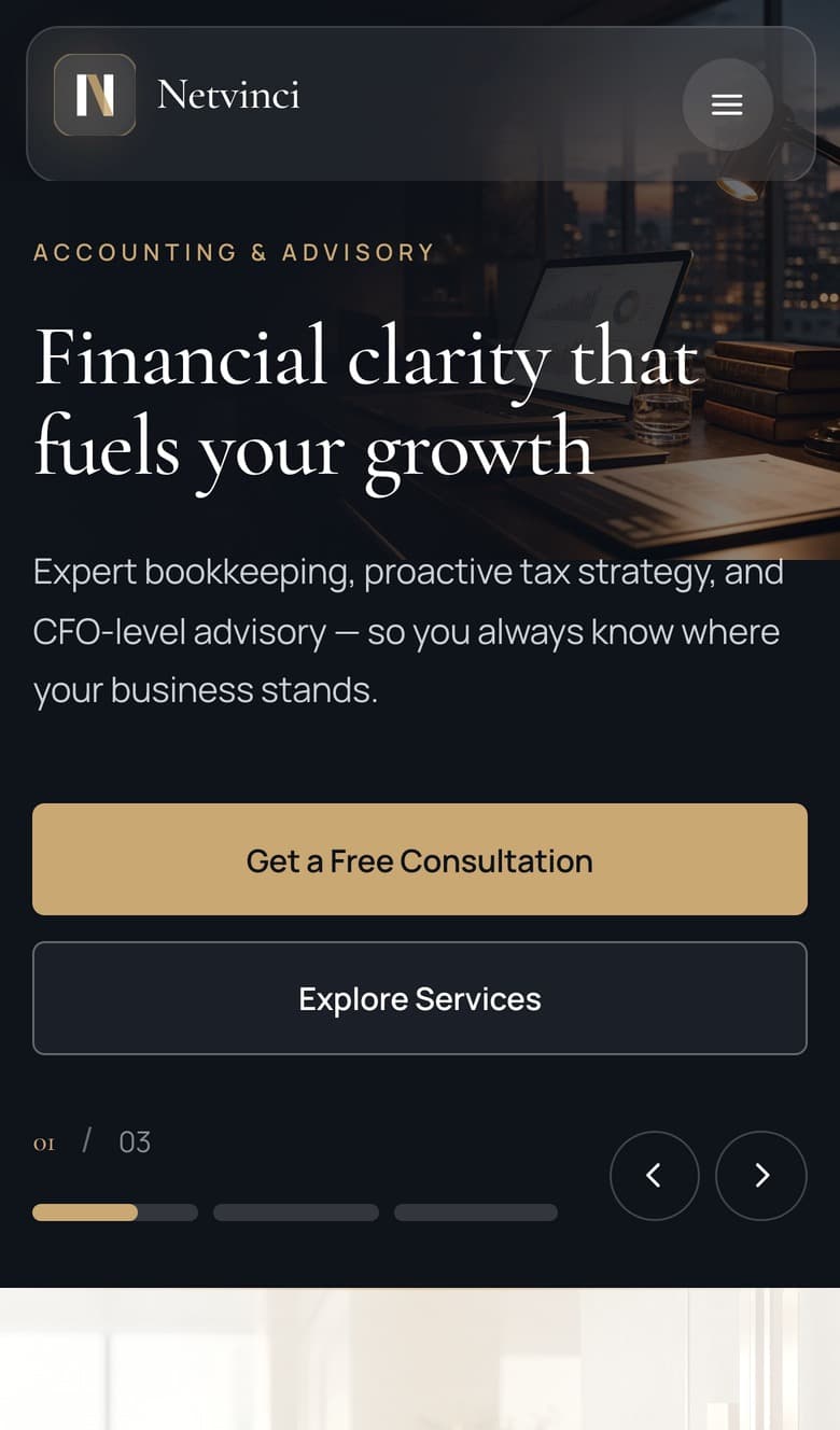 Netvinci mobile view