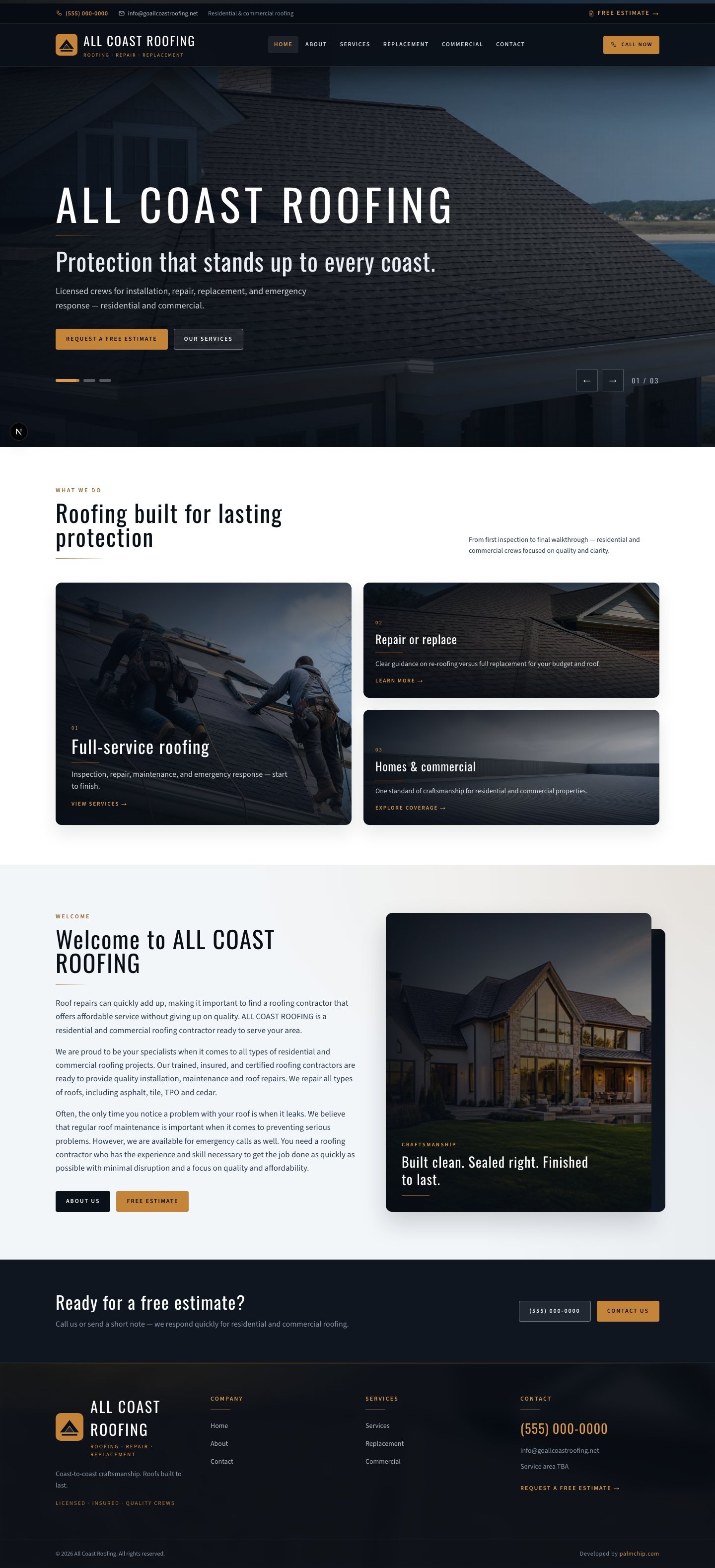 All Coast Roofing — full page design